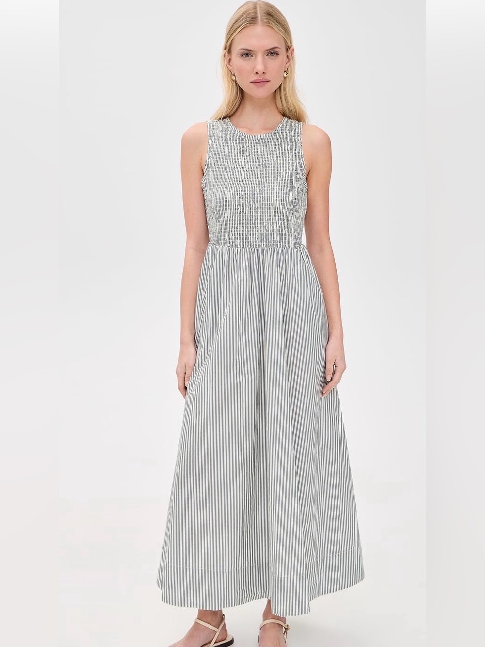 Marine Layer greenand White Striped Sleeveless Dress